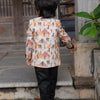 Pyiramid Print Blazer with Pintex Shirt and Black Cotton PantSet with Complimentory Bow