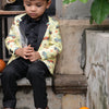 Car Printed Pure Linen Tuxedo Blazer , with cotton shirt and Cotton Pants Set with Complimentory Bow