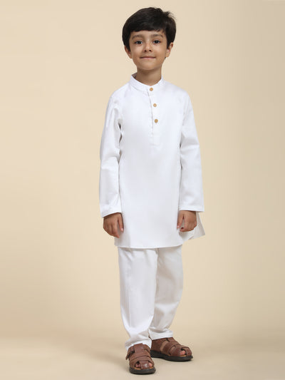 Solid White Pure Premium Cotton Kurta and  Pajama Set
