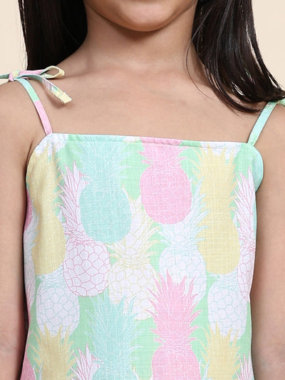 Pinapple Print Blend Linen Dress