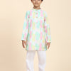 Pinapple Print Vestiario's Blend Linen Kurta Pajama Set