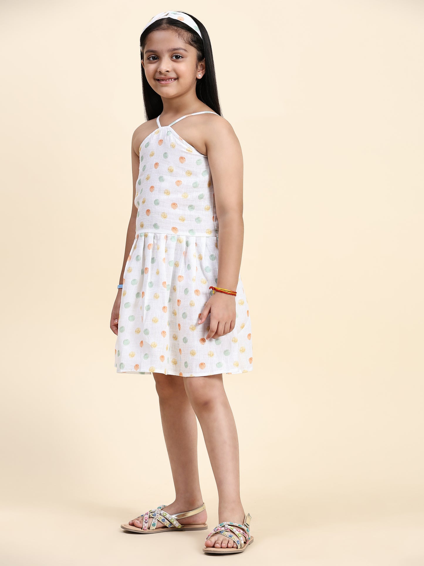 Fireballs Print Pure Linen Dress