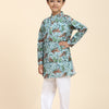 Tiger Print Vestiario's Blend Linen Kurta Pajama Set