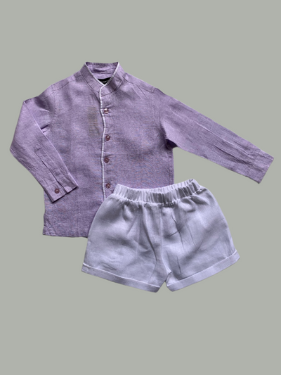 Classic Unisex Purple Shirt & White Shorts Set