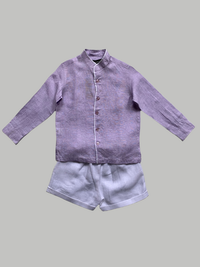 Classic Unisex Purple Shirt & White Shorts Set