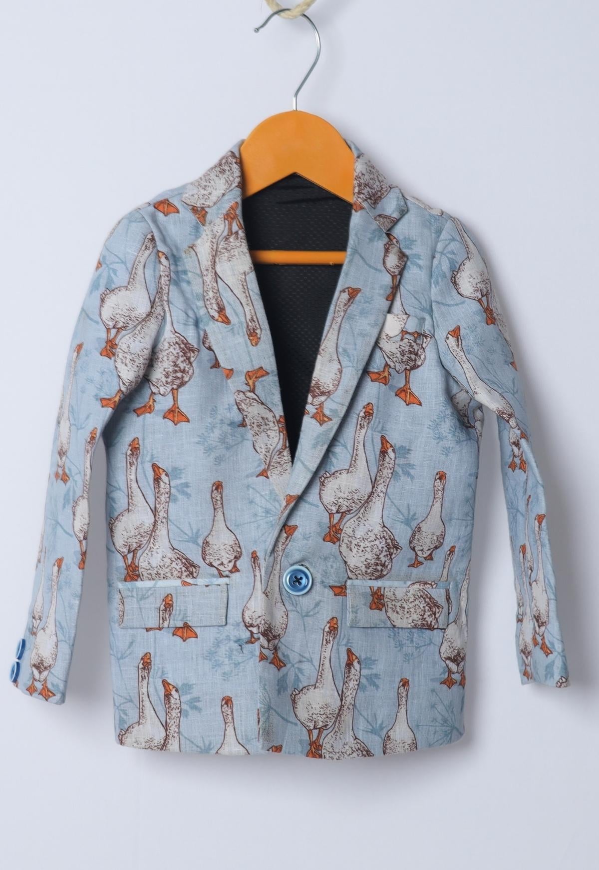 Goose Printed Pure Linen Blazer Only