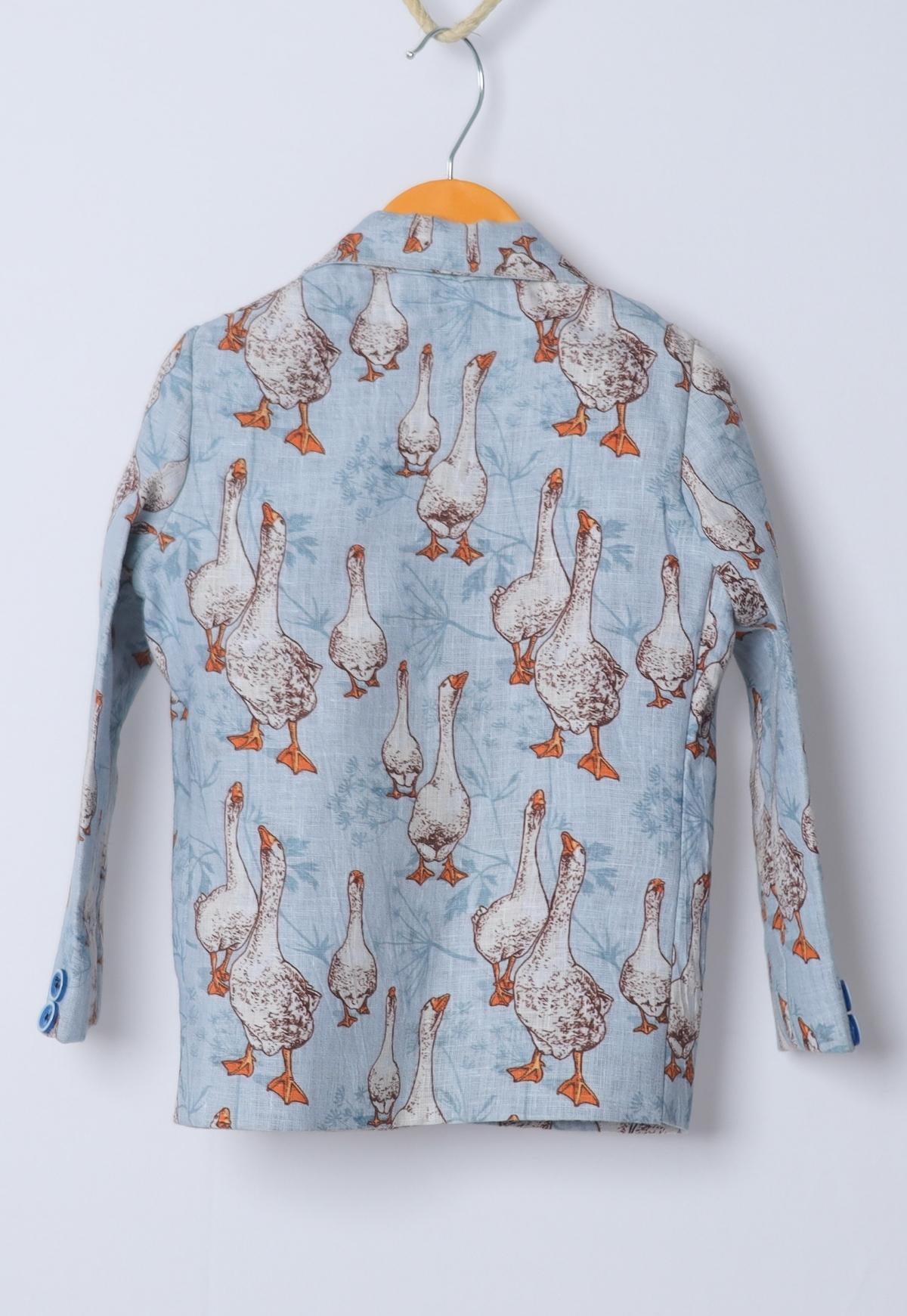 Goose Printed Pure Linen Blazer Only