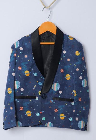 Planet Printed Pure Linen Blazer Only