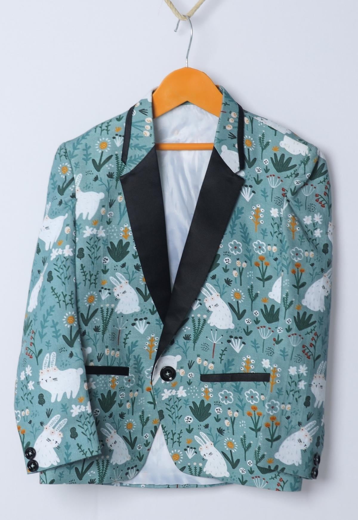 Rabbit Printed Pure Linen Blazer Only