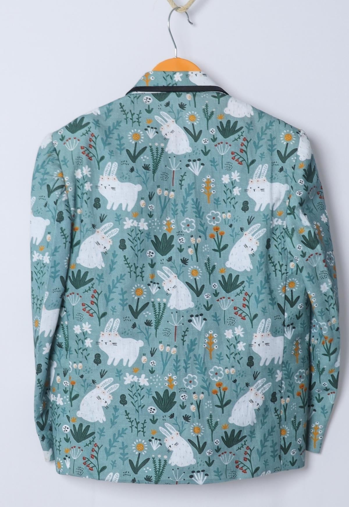 Rabbit Printed Pure Linen Blazer Only