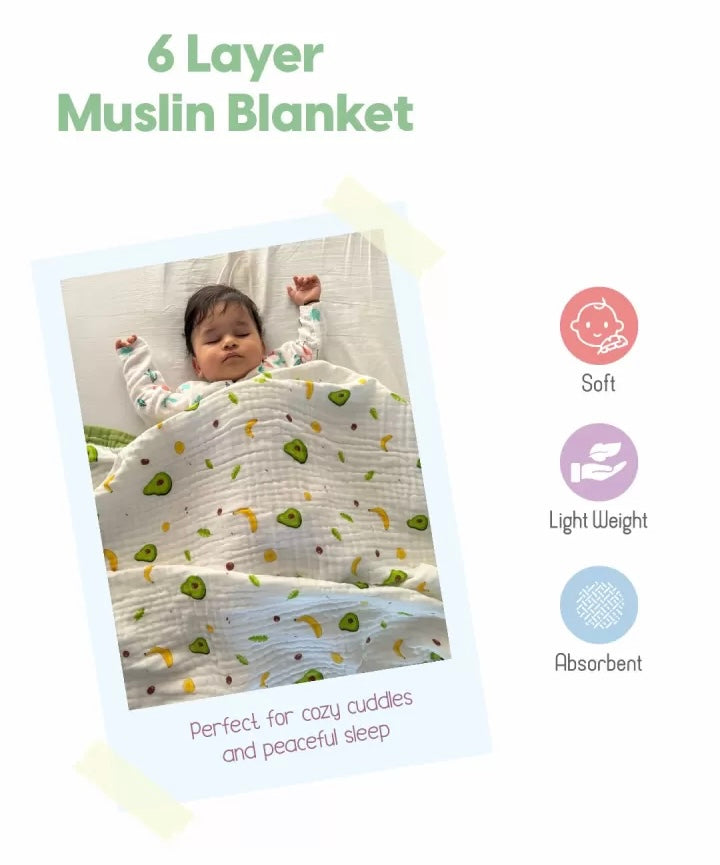 Elephant Print 100% Soft Cotton Muslin Blanket