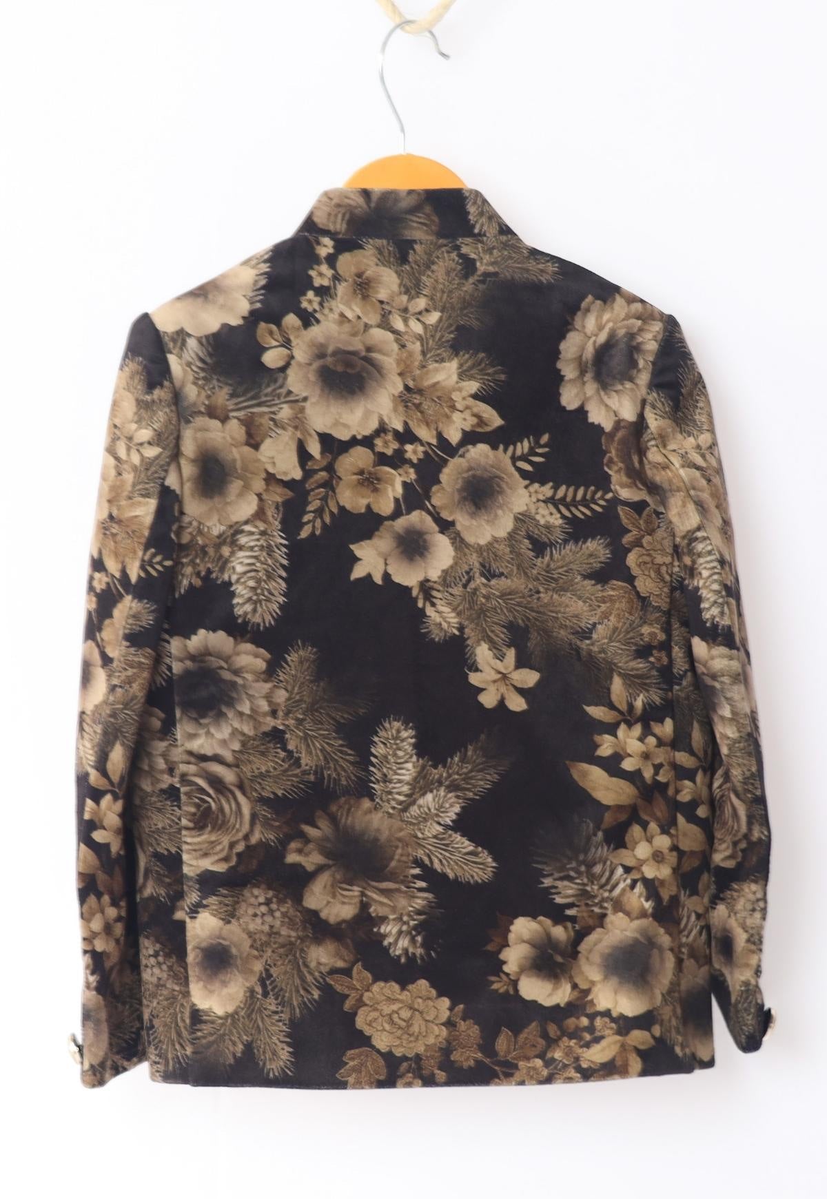 Golden Flower Printed  Velvet Bandgala Blazer  Set