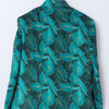 Green Leaves Printed Velvet Bandgala Blazer Set